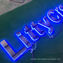 3d Illuminated Outdoor Sign Stainless Steel Word Lighted Backlit Halo Lit Channel Letter